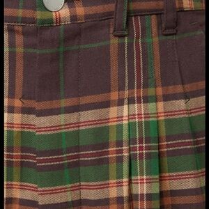 Dangerfield brand triadic tartan wide leg pants, with suspenders